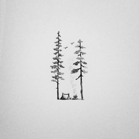 Easy and simple draw or tattoo freedom, nature, trees and tent #TattooIdeasDibujos Camping Tattoo, Orca Tattoo, Freedom Tattoos, Tree Doodle, 심플한 그림, Kunst Tattoos, Tattoo Zeichnungen, Butterfly Tattoos, Mandala Tattoo Design