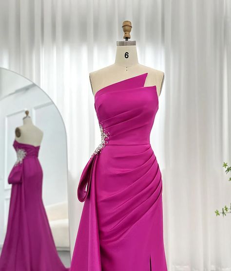 Izsbeli Couture ss402 Fuchsia Mother Of The Bride Dress, Arabic Luxury, Evening Dresses 2023, Fuchsia Wedding, Gold Mermaid, Strapless Evening Dress, Princess Wedding Dress, فستان سهرة, Wedding Formal