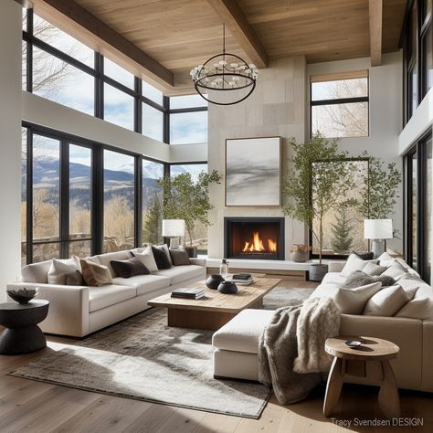 modern-rustic-living-room-tracy-svendsen-design-2 Design Interior Modern, Earthy Living Room, Modern Rustic Living Room, Modern Mountain Home, Modern Rustic Homes, Rustic Home Design, Inviting Home, Interior Modern, Online Interior Design