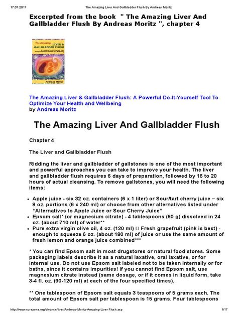 The Amazing Liver and Gallbladder Flush by Andreas Moritz | PDF | Liver | Constipation The Amazing Liver And Gallbladder Flush, Liver And Gallbladder Flush, Water And Fruit, Drinking Olive Oil, Gallbladder Flush, Liver Flush, Liver And Gallbladder, Tart Cherry Juice, Thyroid Medication