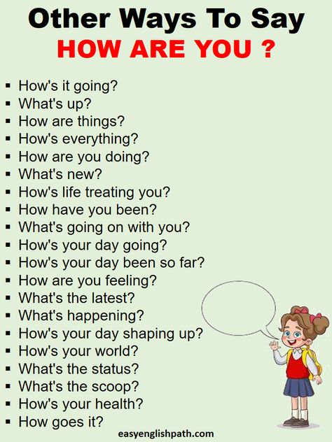 30 Other Ways to Say “How Are You” In English. Learn Different Ways to Say "How Are You" Different Ways Of Saying How Are You, How To Say How Are You In Different Ways, Ways To Say Good Bye, Texting Tips, Conversation English, English Corner, Ways To Say Said, Basic English Sentences, Other Ways To Say