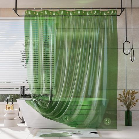 PRICES MAY VARY. 100% Eva+100% Brass Grommets Eco-friendly 100% EVA Material: Our worry-free luxury shower curtain is made from no BPA and odor-free EVA, which is a kind of recyclable eco-friendly material. This plastic shower curtain liner is crystal clear, silky soft, and won't stiffen in the cold winter. It also comes with a PLA+PBAT eco-friendly packaging bag that doubles as a storage bag. Vibrant Colors Shower Curtain and Liner 2-in-1: Our rainbow shower curtain fits any standard bathtub an 96 Inch Shower Curtain, Mint Green Shower Curtain, Shower Curtain And Liner, Tall Shower Curtains, Rainbow Shower Curtain, Luxury Shower Curtain, Green Shower Curtain, Extra Long Shower Curtain, Long Shower Curtains