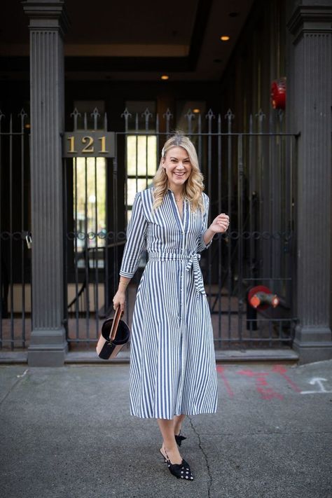 Brunch Style: Striped Shirt Dress - Whit Wanders how to style a striped dress | spring style inspiration | summer style inspiration | spring outfit inspiration | summer outfit inspiration | how to style a shirt dress | Striped Dress Outfit, Brunch Outfit Spring, Brunch Fashion, Shirt Dress Outfit, Striped Shirt Dress, Style Inspiration Spring, Style Inspiration Summer, Summer Outfit Inspiration, Brunch Outfit