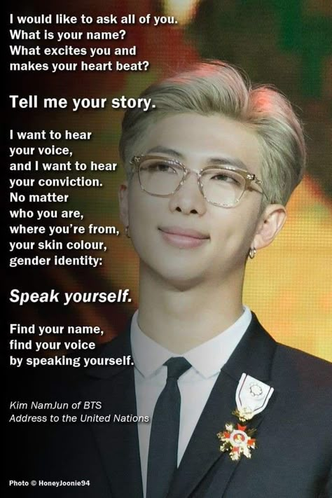 Rm Un Speech, Rm Speech, Un Speech, Speech Quotes, Kpop Art, Bts Lyrics Quotes, Bts Facts, Kpop Quotes, Army Quotes