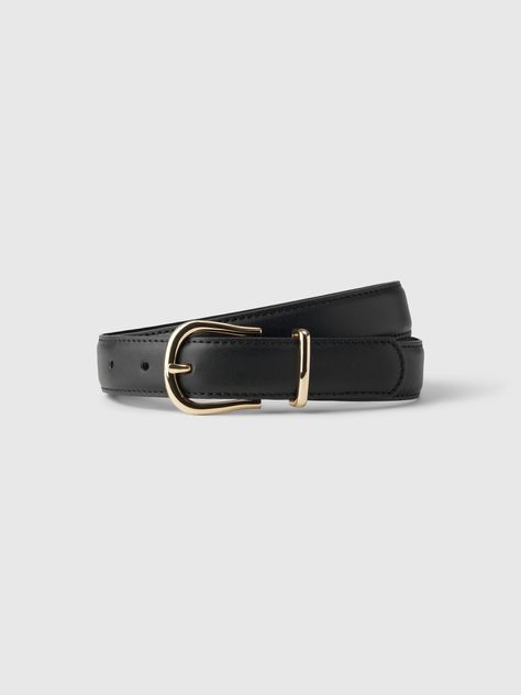 Vegan Leather Belt | Gap Basic Wardrobe Essentials, Long Flowy Skirt, Basic Wardrobe, Timeless Outfits, Belt Gold, Gold Belt, Corporate Outfits, Gold Belts, White Button Down Shirt