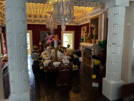 The dining room in the englsih lego country house in full dress 🥰 lovw a good dinner party! #lego Lego Dining Room, The Dining Room, Full Dress, Lego Ideas, Country House, Dinner Party, Lego, Dining Room, Building