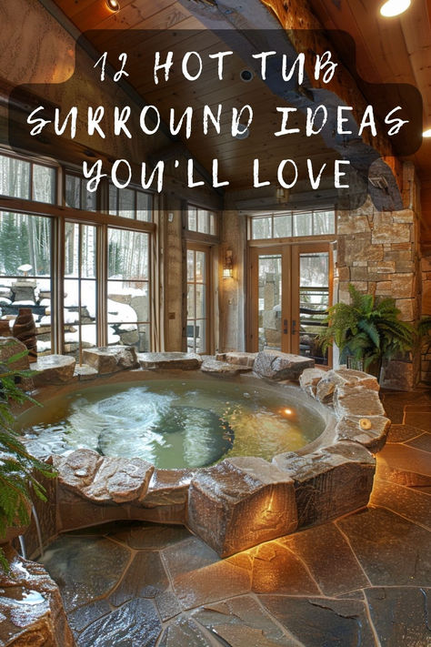 Looking to create the perfect hot tub area? Discover 12 stunning hot tub surround ideas that will transform your outdoor space. From elegant decking to lush greenery, these tips will make your hot tub a true oasis. Click to explore them all! 🛁🌿✨ #HotTubDecor #OutdoorLiving #HomeInspo #RelaxationStation #BackyardIdeas Hot Tub Surround Ideas, Rustic Hot Tubs, Tub Surround Ideas, Hot Tub Area, Hot Tub Landscaping, Hot Tub Surround, Hot Tub Room, Cedar Hot Tub, Relaxation Station