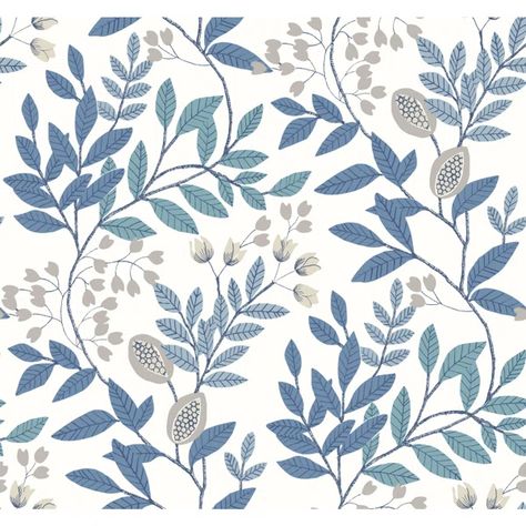 Eden Retreat Floral Wallpaper Strip Pattern, York Wallpaper, Wild Berries, Sand And Sea, York Wallcoverings, Wild Berry, Accent Wallpaper, Bedroom Decorating, Burke Decor