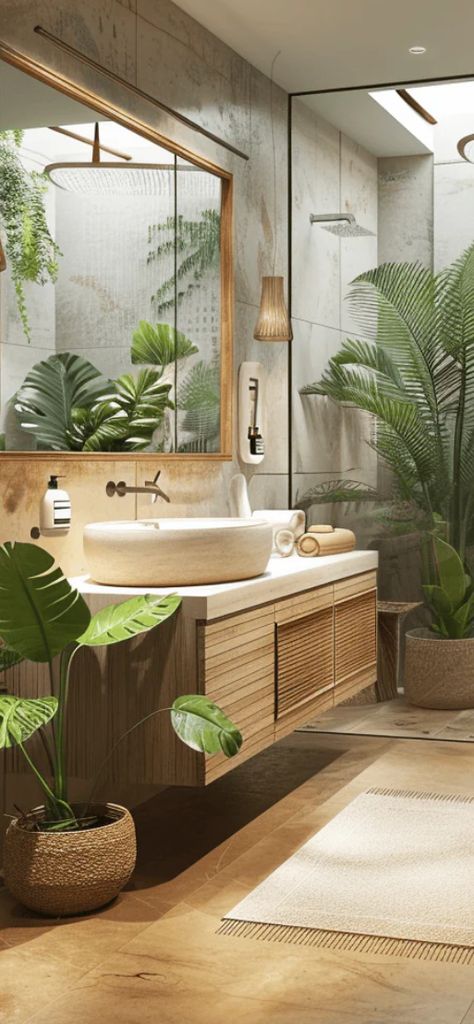 Hawaii Bathroom Ideas, Hawaiian Bathroom Ideas, Hawaiian Theme Bathroom, Polynesian Bathroom, Black Tropical Bathroom, Dark Tropical Bathroom, Tulum House, Bathroom Vibes, Tropical Bathroom