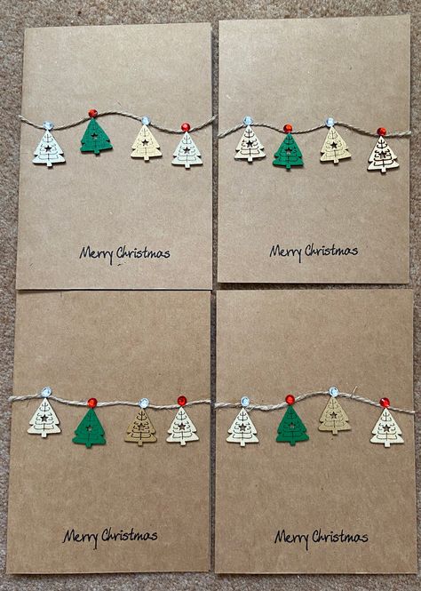 Kraft Christmas Cards Handmade, Ideas For Homemade Christmas Cards, Christmas Tree Handmade Cards, Gift Tag Christmas, Christmas Diy Cards Handmade, Diy Christmas Cards Handmade Ideas, Christmas Cards With Trees, Homemade Christmas Cards With Trees, Christmas Cards Scrapbooking