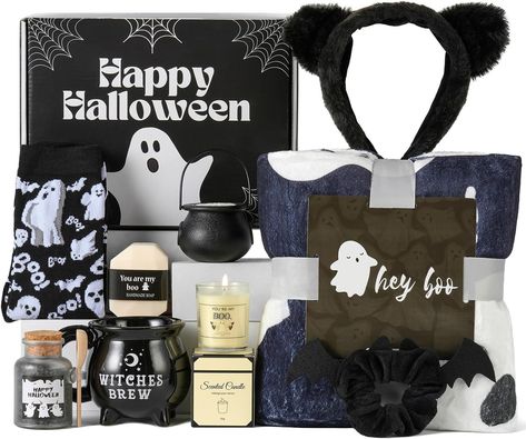 Amazon.com: Boo Basket Gifts for Women Teen Girls, Boo Basket Stuffer With Witch Brew Mug Boo Throw Blanket Scented Candle Relaxing Sap Gifts for Family Friends : Home & Kitchen Toy Gift Baskets, Halloween Brew, Witch Brew, Cauldron Mug, Spa Items, Basket Gifts, Girlfriend Surprise, Boo Basket, Ad Fashion