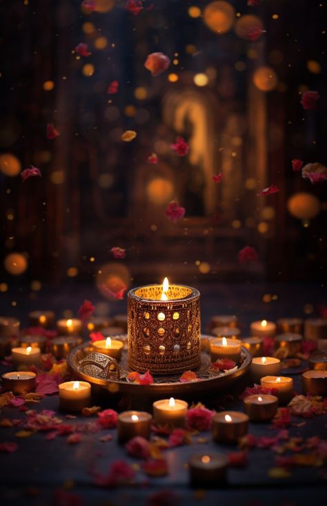 Candlelight creating a warm and inviting atmosphere Diwali Aesthetic, Spa Images, Architecture Background, Diwali Wishes, Diwali Festival, Festival Celebration, Beach View, Give Thanks, Photo Illustration