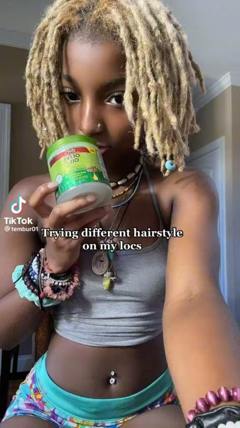 Loc Style For Short Locs, Bob Dreads, Ways To Style Your Locs, Dreads On Girls, Hairstyles For Dreads For Women, How To Style Locks Hairstyles, Women Dreads, Rotc Hair Styles, Hairstyles With Locs For Women