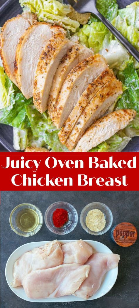 Baked Chicken Breast is great as a main dish, salad topper, or even a sandwich protein. Learn how to bake Chicken Breast in the Oven. Oven Baked Chicken For Salad, Baked Chicken Recipes For Salad, Spring Chicken Breast Recipes, Baked Chicken For Pasta, Roasted Chicken Sandwich Recipes, Oven Baked Chicken Sandwich Recipes, Chicken Breast Recipes For Salad, Baked Chicken For Salads, Easter Chicken Breast Recipe