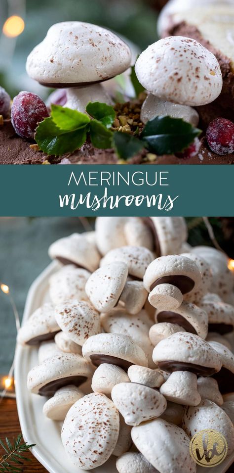 Chocolate Cake Christmas, Mushroom Cupcakes, Meringue Mushrooms, How To Make Meringue, Mushroom Cake, Witchy Business, Mushroom Cookies, Meringue Desserts, Chocolate Melting Wafers