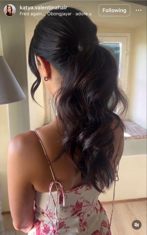 Loose Formal Ponytail, Low Glam Ponytail, Wedding Guest Updo Ponytail, Bridesmaid Slick Ponytail, Messy Ponytail Bridesmaid, Low Pony Hairstyles Bridesmaid, Brunette Bridal Ponytail, Black Bridal Ponytail Hairstyles, Ponytail For Wedding Bridesmaid