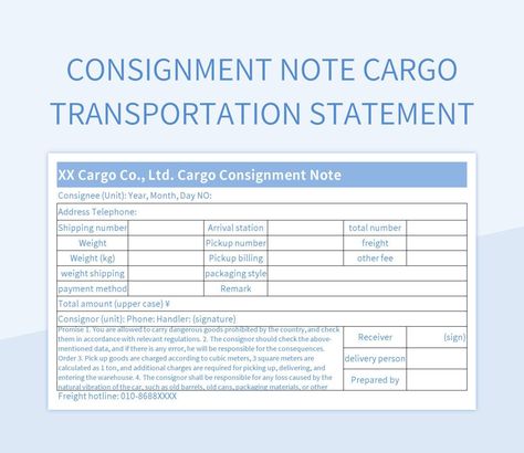 consignment note cargo transportation statement Invoice Format, Note Template, Statement Template, Spreadsheet Template, Notes Template, Excel Templates, Template Google, Financial Statement, Google Sheets