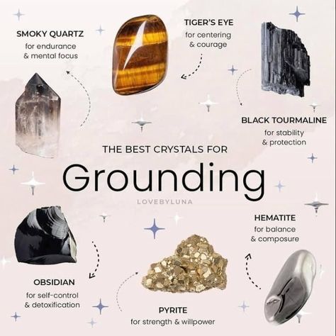 by @lovebyluna Crystals For Grounding, Crystals Meaning, Crystal Healing Chart, Natural Things, Soya Mumu, Best Crystals, Crystal Vibes, Crystal Properties, Crystal Guide