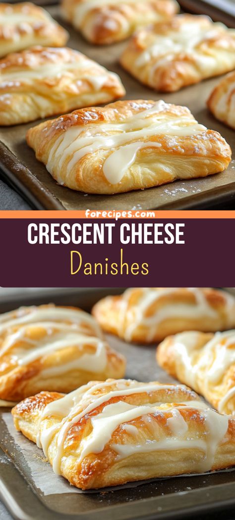 Crescent Sheet Recipes, Crescent Desserts, Breakfast Cheese Danish, Crescent Roll Recipes Dessert, Crescent Roll Recipes Dinner, Cheese Danishes, Crescent Roll Dessert, Crescent Roll Breakfast Recipes, Cheese Danish Recipe