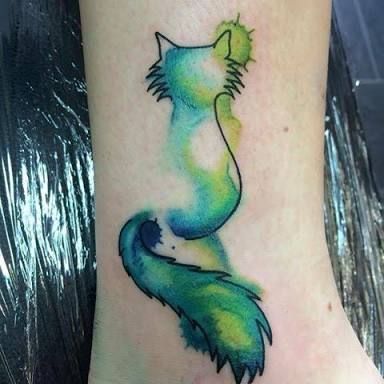 Green Watercolor Tattoo, Patronus Tattoo, Blue Ink Tattoos, Blue Green Watercolor, Tattoo On Back, Tattoo Background, Blue Tattoo, Arrow Tattoo, Sharpie Art