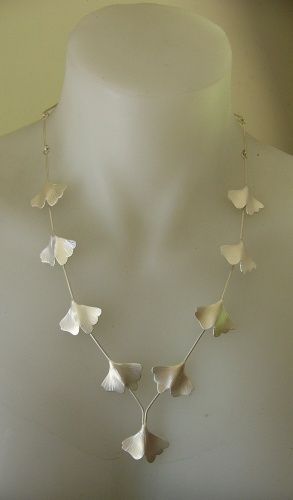 RUTH BAIRD-NZ  - Ginko -Fingers gallery Ginkgo Design, Leaf Jewellery, Ginkgo Leaves, Winter Jewelry, Metal Clay Jewelry, Ginkgo Leaf, Leaf Jewelry, Metal Clay, Leaf Necklace