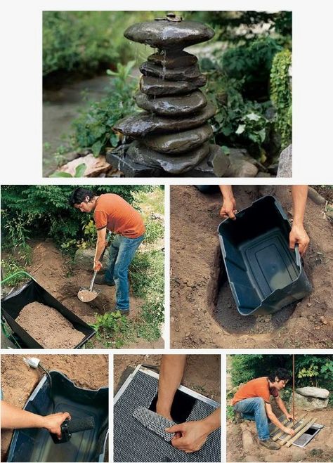 Stacked Stones Garden Fountains Outdoor, Stacked Stones, Taman Air, Diy Water Fountain, Outdoor Water Features, Diy Garden Fountains, Fountains Backyard, Garden Waterfall, Backyard Water Feature