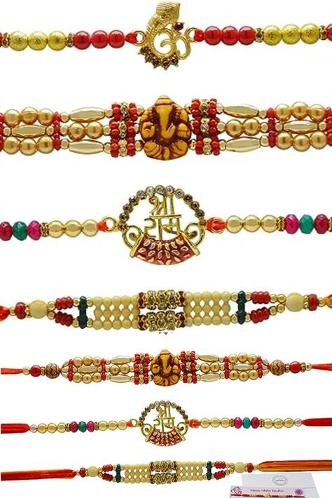 MitranDe Rakhi For Brother I Set Of 4 Rakhis I Raksha Bandhan Bracelets On A Card For Brother/Siblings - OM, Ganesh ji, Shree Ram Design & Multi colored Hand made Rakhi Set #RakhiCelebration,#BrotherlyLove,#SiblingBond,#RakshaBandhanJoy,#RakhiForBrother,#SpecialOccasion,#ExpressYourLove,#MitranDeRakhi,#RakhiTradition,#RakhiCollection,#BeadedRakhi,#SacredThread,#RakhiSurprise,#RakhiWishes,#BondOfAffection Ram Design, Rakhi Wishes, Om Ganesh, Card For Brother, Rakhi For Brother, Rakhi Design, Sacred Threads, Ganesh Ji, Shree Ram