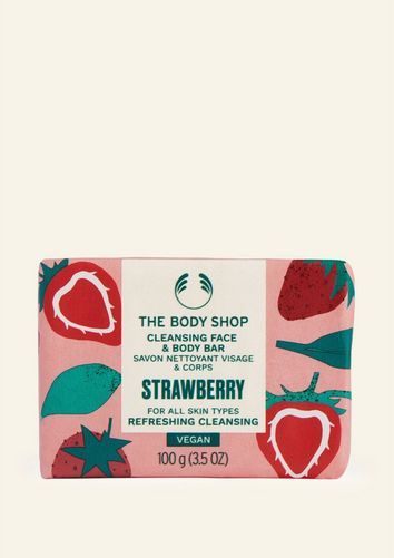 The Body Shop Strawberry, Body Shop Strawberry, Strawberry Cosmetics, Face Soap Bar, Strawberry Soap, Strawberry Bars, Shea Butter Hair, Soap On A Rope, Face Soap