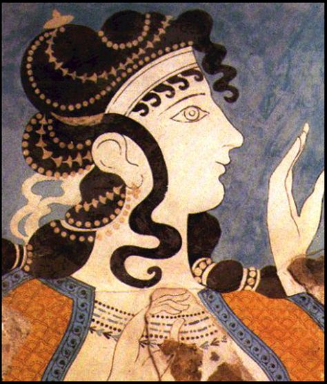 Minoan fresco. - what a beautiful, tender, image. Knossos Palace, Bronze Age Civilization, Minoan Art, Ancient Greek Art, Rome Antique, Greek History, Greek Culture, Art Ancien, Roman Art