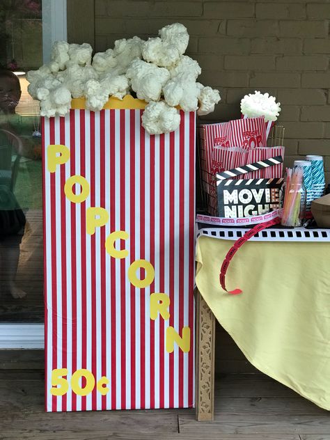 Spray Foam Popcorn, Movie Night Party Theme, Diy Popcorn, Movie Themed Party, Homemade Halloween Decorations, Movie Night Party, Popcorn Box, Beach Christmas, Homemade Halloween