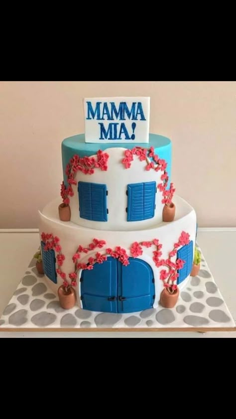 Mama Mia Cake Ideas, Mama Mia Baby Shower Theme, Abba Party, Bday Food, Housewarming Cake, 17th Birthday Party Ideas, Queen Birthday Party, Greek Theme, Cake Themes