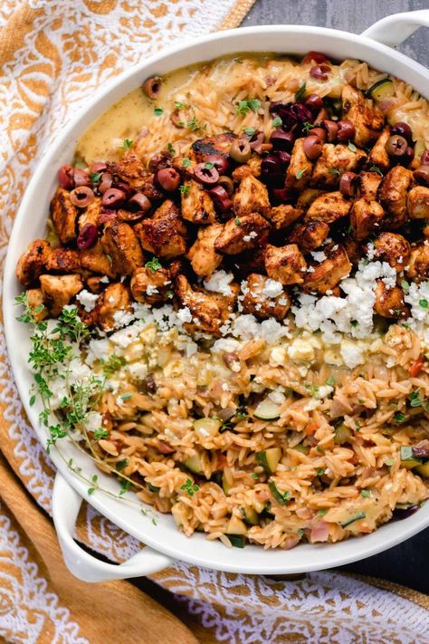 Dinner Archives - Farmhouse on Boone Greek Chicken With Orzo Pasta, Greek Chicken Bowls With Orzo, Rachel’s Good Eats, Cold Plate Dinner Ideas, Healthy Summer Dinner Recipes Clean Eating, Orzo Pasta Recipe, Recipes Mediterranean Diet, Chicken With Orzo, Spring Dinners