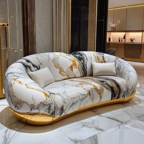 The marble couch combines luxury and comfort with its sleek, marble-inspired design. Its smooth, polished surface emulates the elegance of marble, making it a statement piece that elevates any room with its sophisticated and timeless appeal. The Marble, August 15, Statement Pieces, Marble, Design Inspiration, Couch, Sleek, On Instagram, Quick Saves