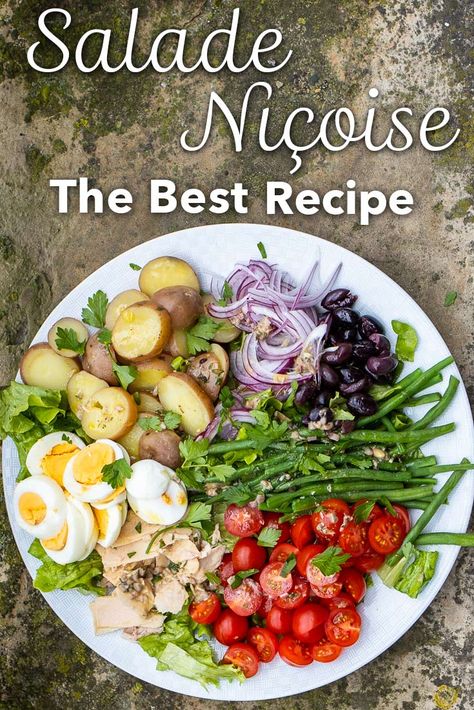 Parisian Salad Recipe, Nicoise Potato Salad, French Salad Nicoise, Salmon Salad Nicoise Recipe, Vegetarian Nicoise Salad, French Salads France, French Salad Recipes Simple, French Nicoise Salad, Easy Nicoise Salad Recipe