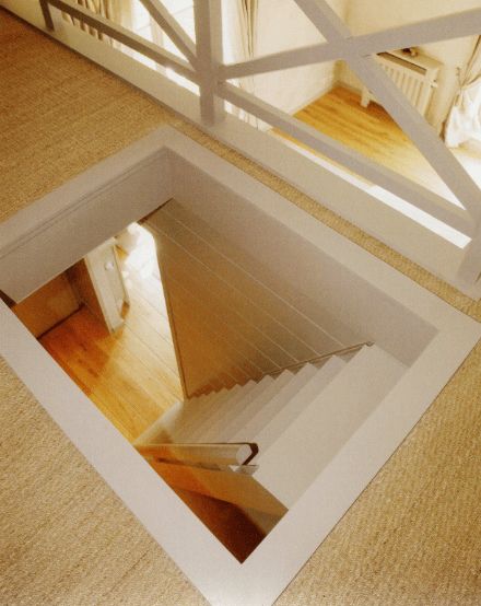 Space Saving Attic Stairs, Stairs To The Attic, Attic Staircase Ideas Space Saving, Stairs To Attic Conversion Small Spaces, Simple Loft Conversion, Attic Conversion Stairs, Space Saving Stairs To Loft, Diy Attic Stairs, Attic Pull Down Stairs Ideas