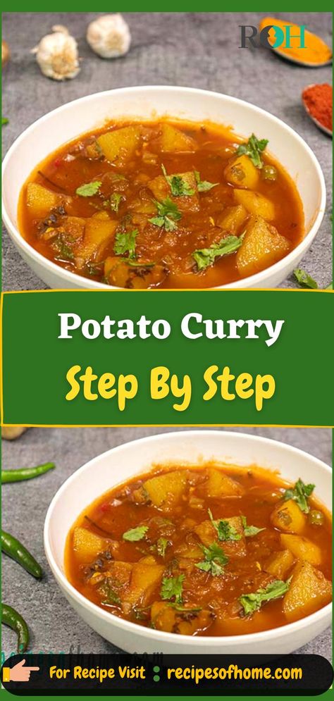 potato curry step by step Indian Potato Recipes, Potato Curry Recipe, Aloo Curry, How To Make Potatoes, Curry Recipes Indian, Potato Curry, Chapati, Curry Recipe, Indian Food Recipes Vegetarian