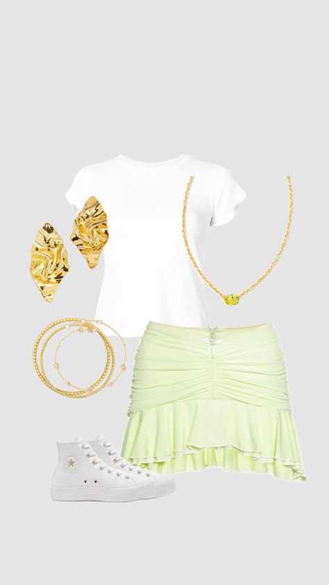 gold and green jewelry, green outfit, philanthropy outfit, rush outfit, sorority rush, bid day, college outfit, gold jewelry Rush Outfits Philanthropy, Gold And Green Jewelry, Rush Outfits, Sorority Rush, College Outfit, Gold And Green, Green Jewelry, Bid Day, Green Outfit