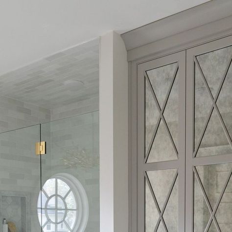 Lisa Russell, Kitchen & Bath Designer, Germantown TN on Instagram: "Why We Love These Mirrored Cabinet Doors 🌟⁠
⁠
Every design project has that one standout feature that makes us pause and say, ""This is it!"" Today, I'm spotlighting my favorite feature from our recent project, #LMDTimelessClassic.⁠
⁠
What makes this feature so special? Jazzing up cabinetry with a unique insert can take the whole design to the next level. With this particular bathroom project, using this beautiful antique mirrored glass made this linen cabinetry feel even more special and went with the vintage aesthetic of the home so beautifully.⁠
⁠
Each project we undertake has its own unique charm, and it's these details that transform a space from ordinary to extraordinary. ⁠
⁠
Now, I'm curious to know: If you could a Cabinets With Mirror Doors, Mirrored Cabinet Doors Kitchen, Mirrored Cabinet Doors, Antique Mirror Glass, Mirrored Cabinet, Aged Mirror, Linen Cabinet, Kitchen Doors, Pantry Cabinet