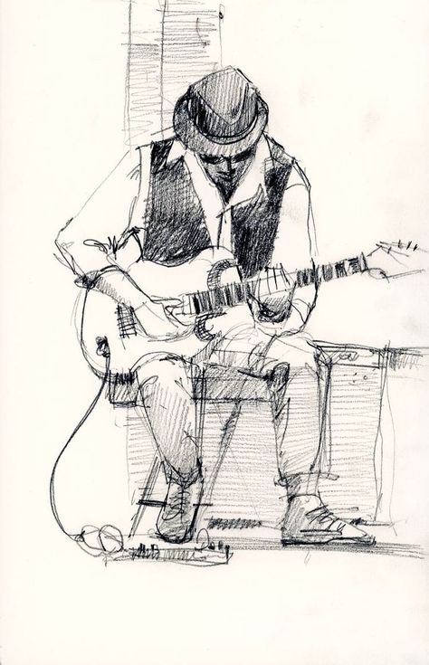 artist..... Guitarist Sketch, Shari Blaukopf, Sketch People, Sketching People, Music Sketch, Guitar Drawing, People Png, Drawing Cartoon Faces, The Sketchbook