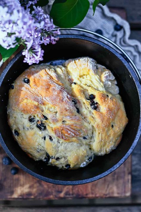 Dutch Oven Lemon Bread with Wild Blueberries 2 Dutch Oven Fruit Bread, Dutch Oven Breads, Lemon Bread Recipe, Lemon Bread Recipes, Oven Bread, Dutch Oven Bread, Lemon Blueberry Bread, Mixer Recipes, Lemon Bread