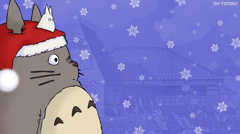 Totoro. Ghibli Christmas Wallpaper, Studio Ghibli Christmas, Ghibli Christmas, Totoro Art, Art Studio Ghibli, Studio Ghibli Fanart, Studio Ghibli Background, Ghibli Artwork, Anime Christmas