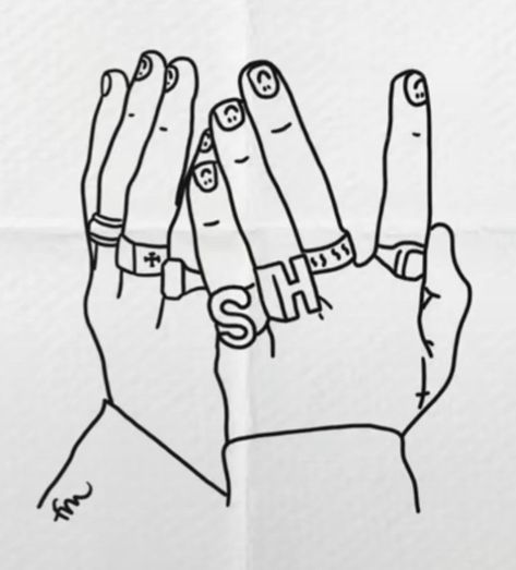 Harry Styles Hands, Hand Outline, One Direction Drawings, Harry Styles Drawing, Harry Styles Quotes, Hands Drawing, Harry Styles Tattoos, Harry Styles Cute, Animation Art Sketches