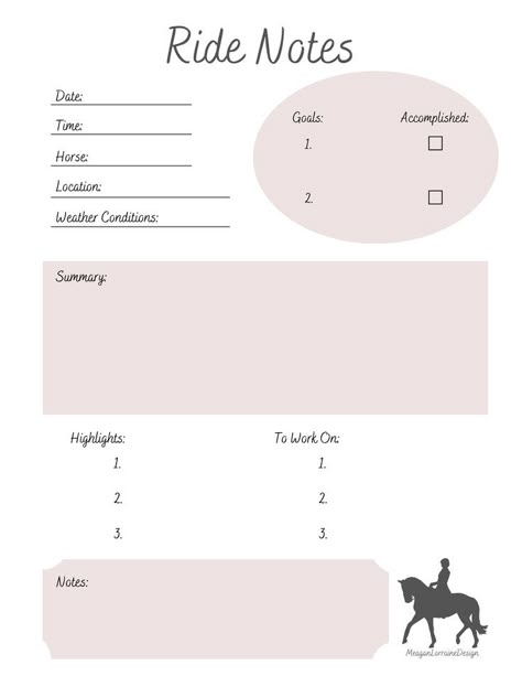 I created this template because I used to write all this information down after my lessons and I wanted a page that looked beautiful and was organized while doing it! Head to my etsy shop to purchase it! Riding Ideas, Journal Simple, Horse Training Exercises, Horseback Riding Lessons, Horse Lessons, Horse Exercises, Horse Facts, Girl Horse, Horse Riding Tips