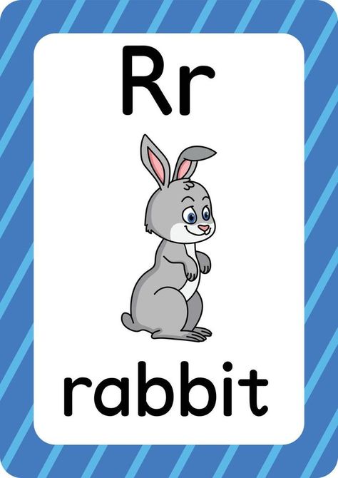 Rabbit vector isolated on white background letter R flashcard Rabbit cartoon Alphabet Flash Cards Printable, Verses For Kids, Letter Flashcards, Letter Worksheets For Preschool, Abc Cards, Apple Vector, Rabbit Pictures, Rabbit Vector, Abc Flashcards