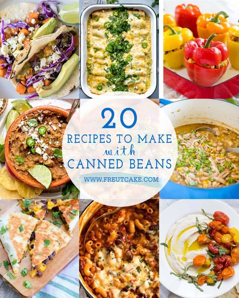 We all have canned beans in our pantry, so what do we do with them? I'm sharing 20 Recipes to Make with Canned Beans and get on the dinner table tonight. Bean Meals, Canned Beans Recipe, Hearty Chili Recipe, Bbq Baked Beans, Bacon Soup, Sweet Potato Black Beans, Weekday Dinner, Spaghetti Squash Recipes, Cooking Recipes Healthy