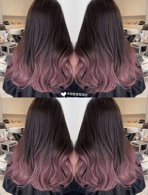 Pink Lavender Hair Color, Aesthetic Hair Colour Dyes, Hair Color Ideas Lavender, Light Pink Highlights In Black Hair, Lavender Pink Hair, Peek A Boo Hair Color Ideas, Pink Lavender Hair, Lavender Ombre Hair, Lavender Hair Ombre