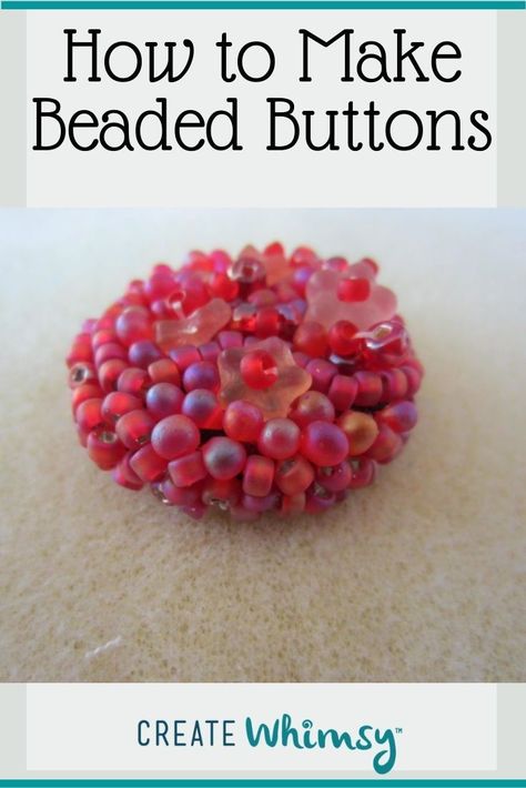 Make your own beaded buttons with scrap fabric and covered button blanks. It's a fun way to use bits of beads left over from other projects. Beaded Button Earrings, Button Covers Diy, Beaded Buttons Tutorials, Beaded Wreath Ornament, Buttons Aesthetic, Yorkshire Buttons, Button Jewelry Diy, Beaded Buttons, Button Wreath