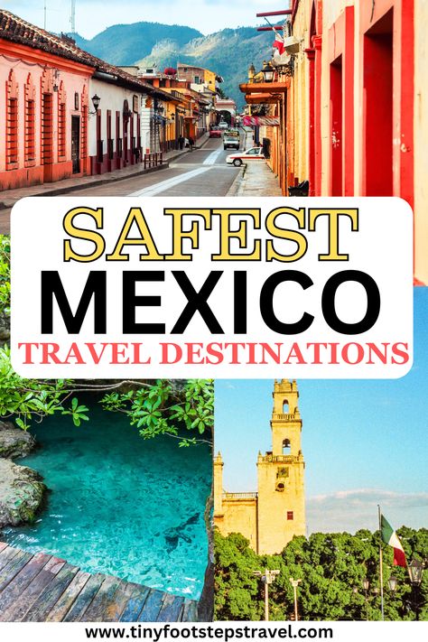 If you are looking for the safest destinations to travel in Mexico, I have you covered. This article will provide you with countless different areas known for being safe and tourist friendly. Best Places In Mexico To Travel, Mexico Travel Tips, Mexico Must See, Best Places To Visit In Mexico, Mexico For Kids, Mexico Travel Outfit, Travel In Mexico, Places To Visit In Mexico, Traveling To Mexico