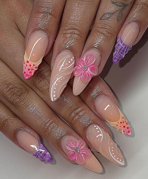 Summer nails Summer Nails 3d Designs, 3d Nails Summer, Summer 3d Nails, Summer Nails2024, 3d Summer Nails, Neon Toe Nails, Almond Summer Nails, Hawaiian Nails, Fruit Nail Art