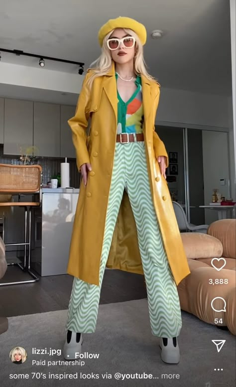 Cool Outfits Colorful, Electric Fashion Style, Abstract Outfits Street Styles, Edgy Outfits Colorful, Fashion Inspo Outfits Colorful, Funky Winter Fashion, Funky Colourful Outfits, Mint Color Outfits, Maximalist Outfits Vintage